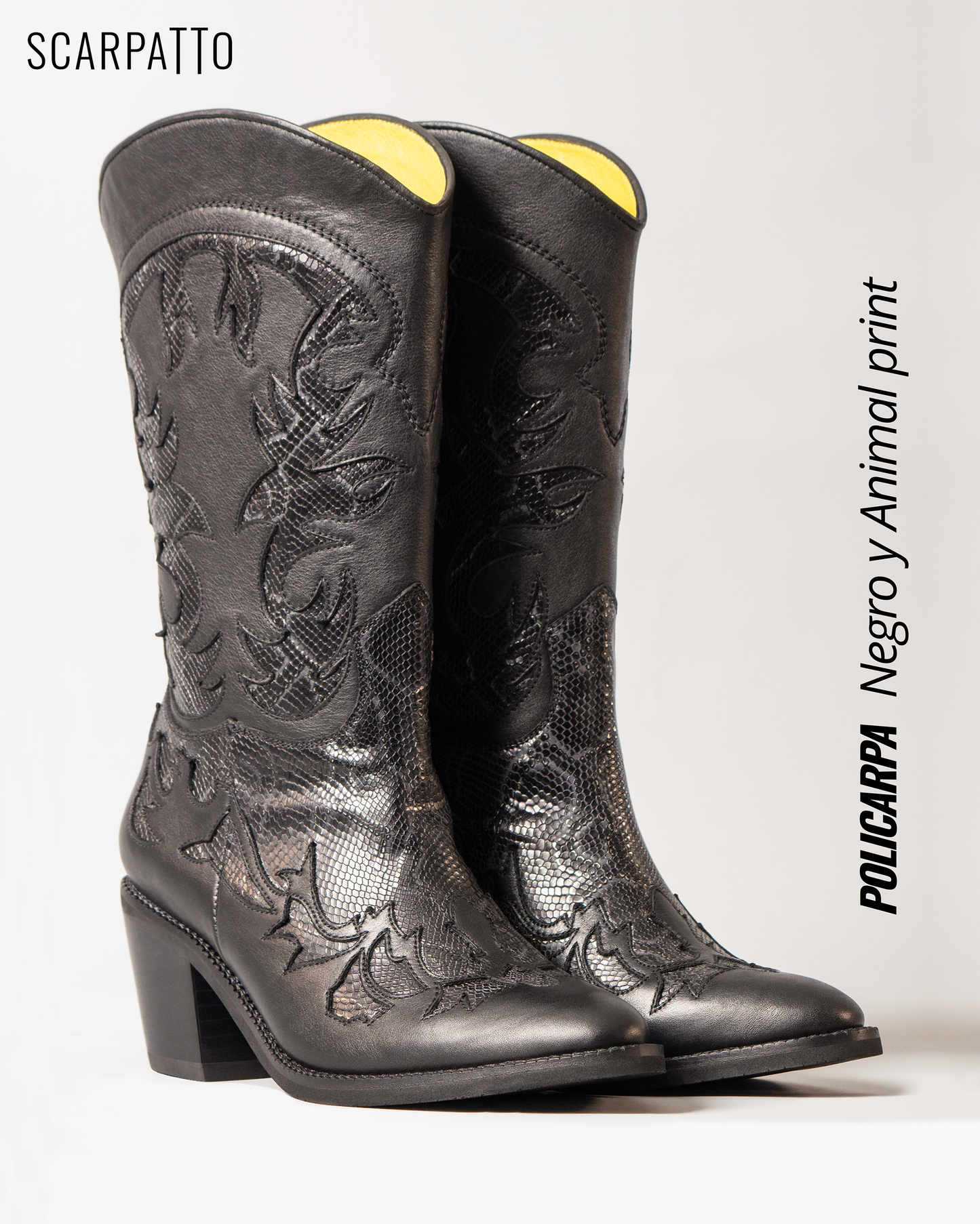 POLICARPA Negro y Animal print serpiente