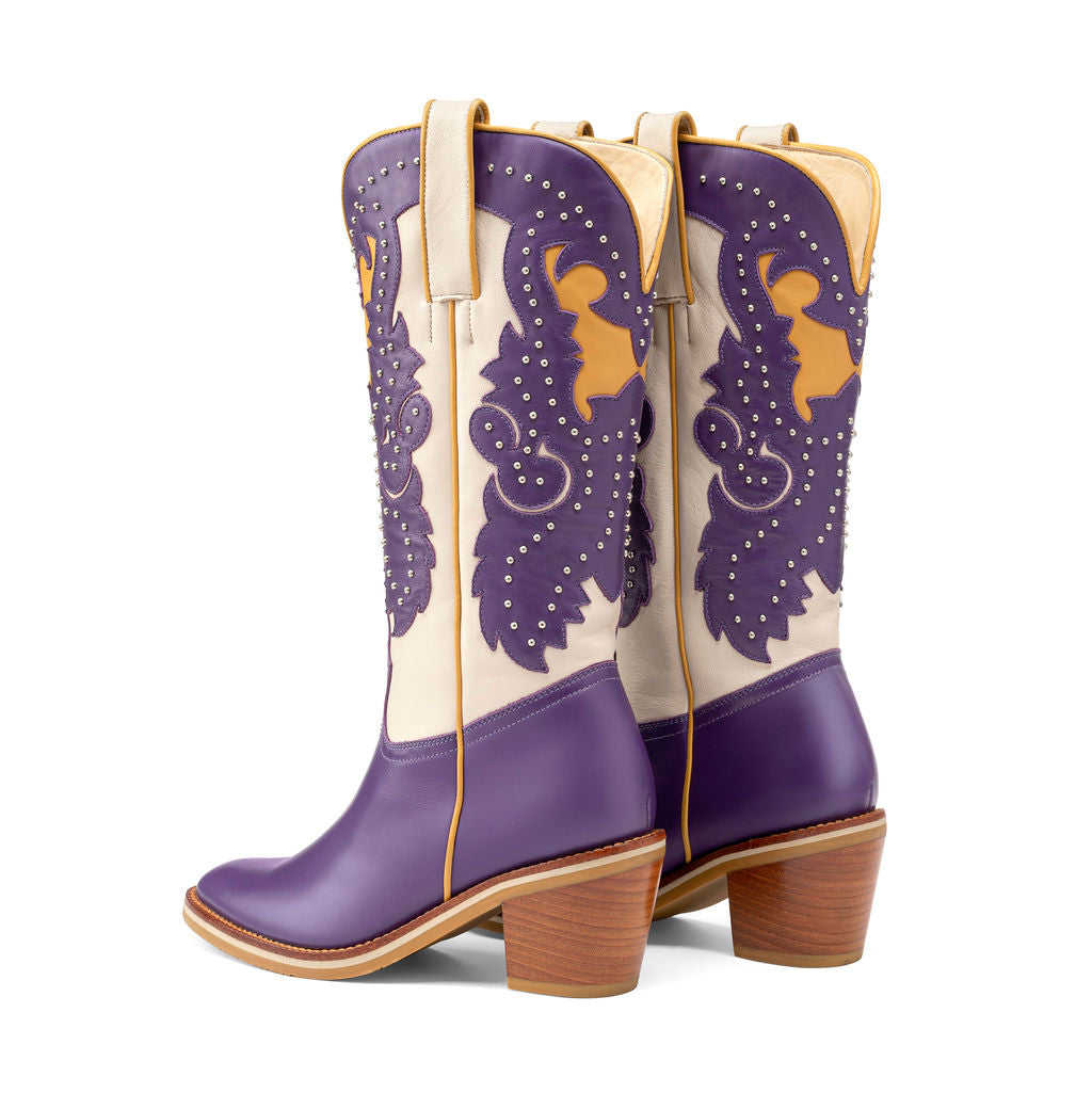 Joaquina violeta y beige