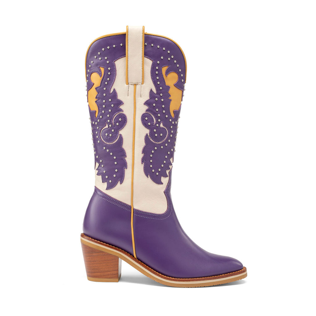 Joaquina violeta y beige