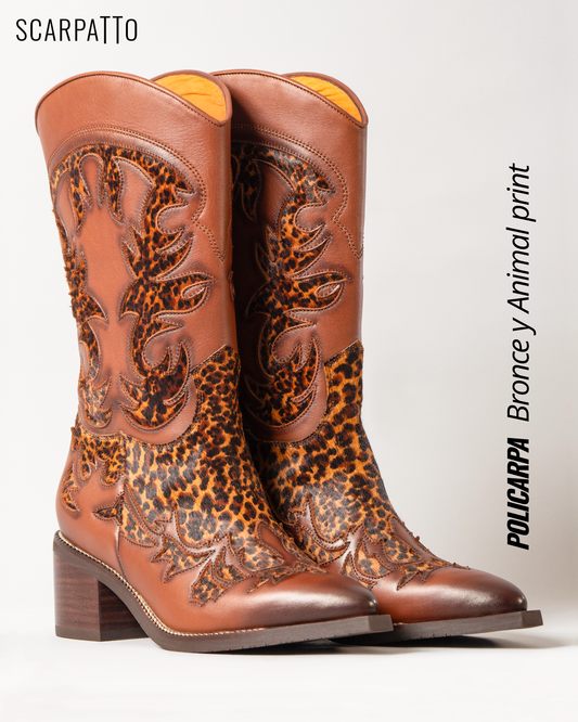 POLICARPA Bronce y Animal print felino